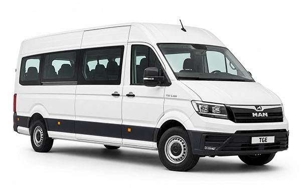 White MAN 19-seat minibus for large group transfers and day tours in Bulgaria